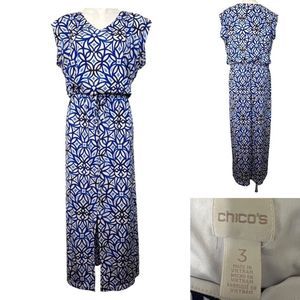 Chico’s size 3(US 16-18/XL) blue white sleeveless maxi dress